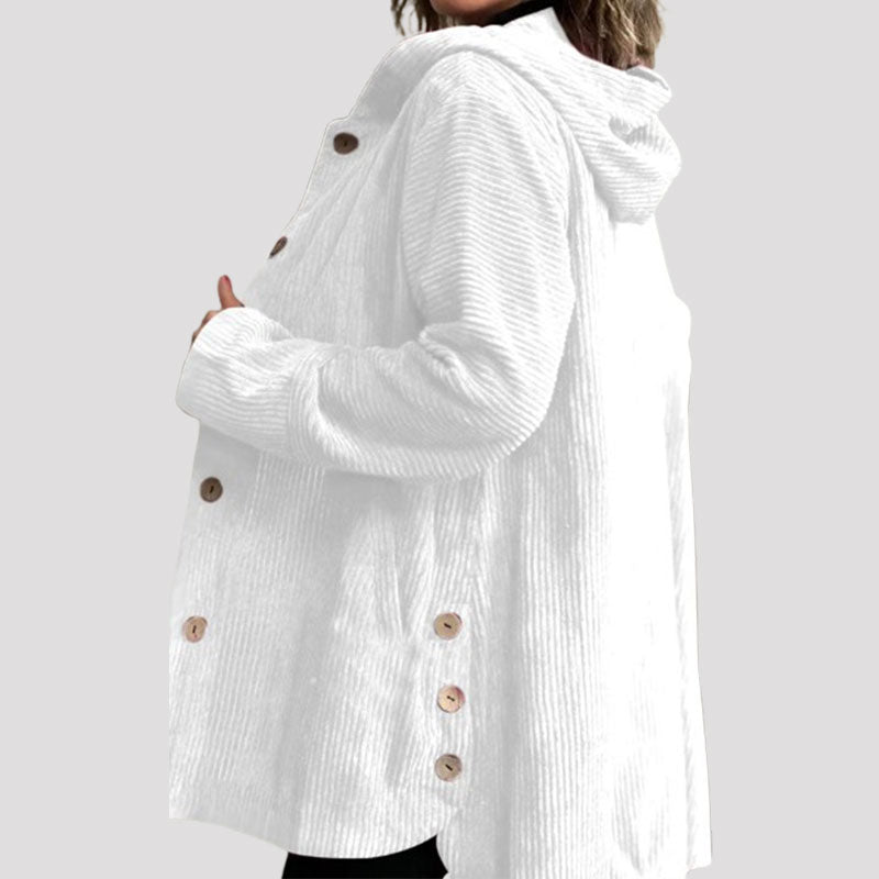 Elena Casual velvet hooded jacket for fall