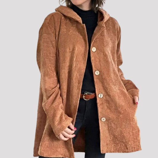 Elena Casual velvet hooded jacket for fall