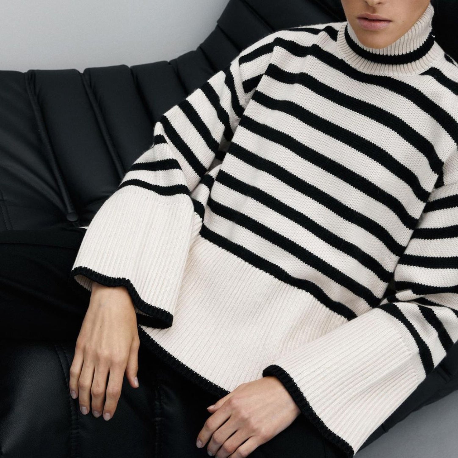 Sandra Women's Striped Turtleneck Sweater