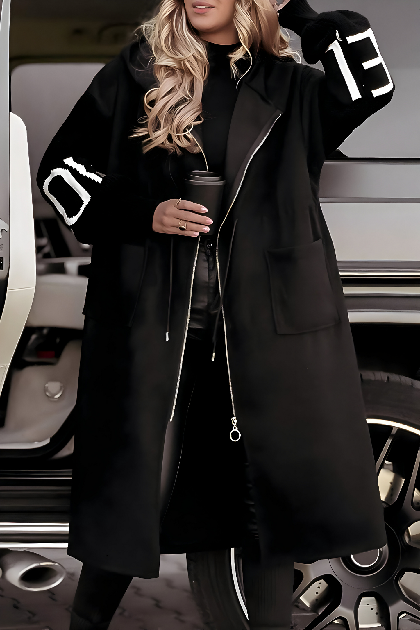 Peggy  Knit-Sleeve Hooded Jacket