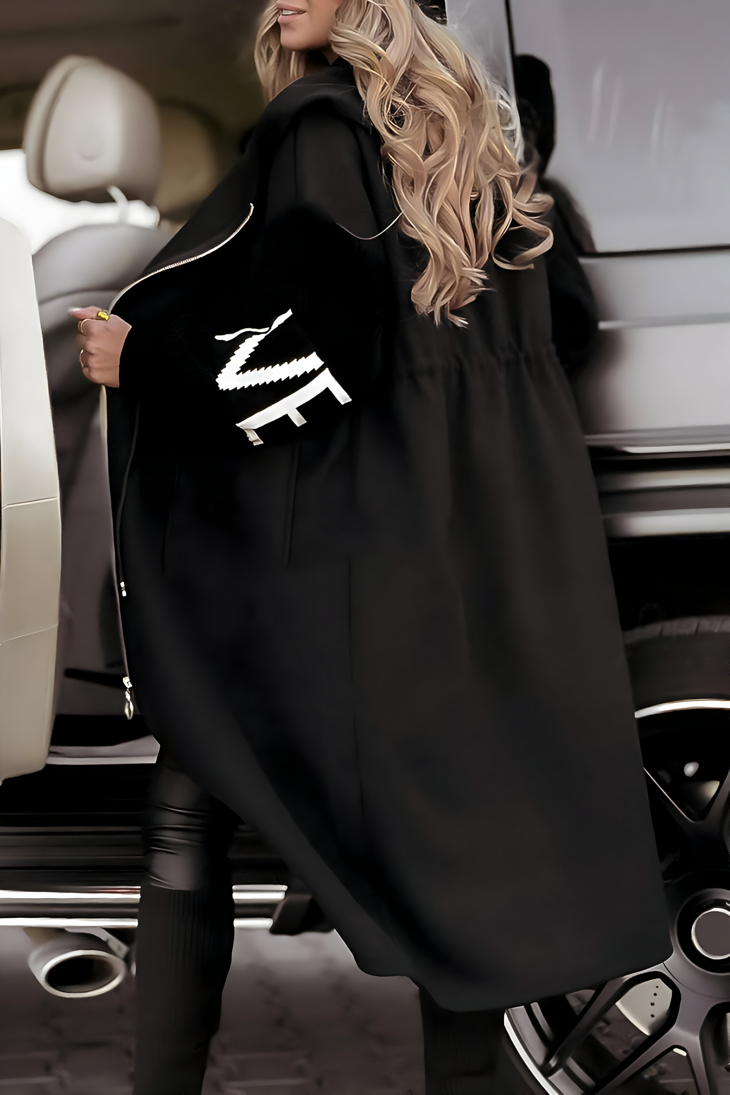 Peggy  Knit-Sleeve Hooded Jacket