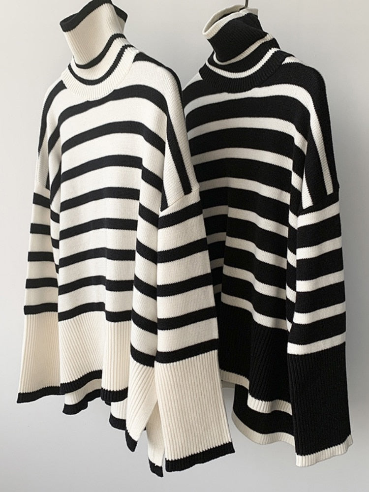 Sandra Women's Striped Turtleneck Sweater