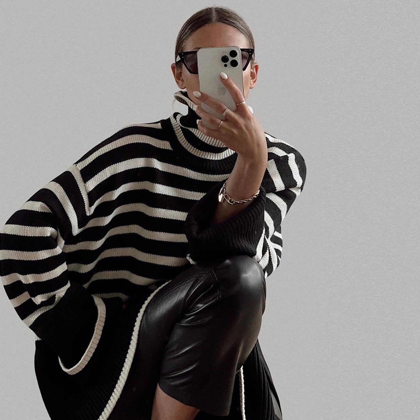 Sandra Women's Striped Turtleneck Sweater