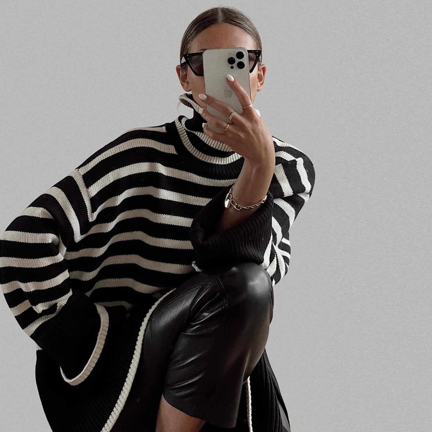 Sandra Women's Striped Turtleneck Sweater