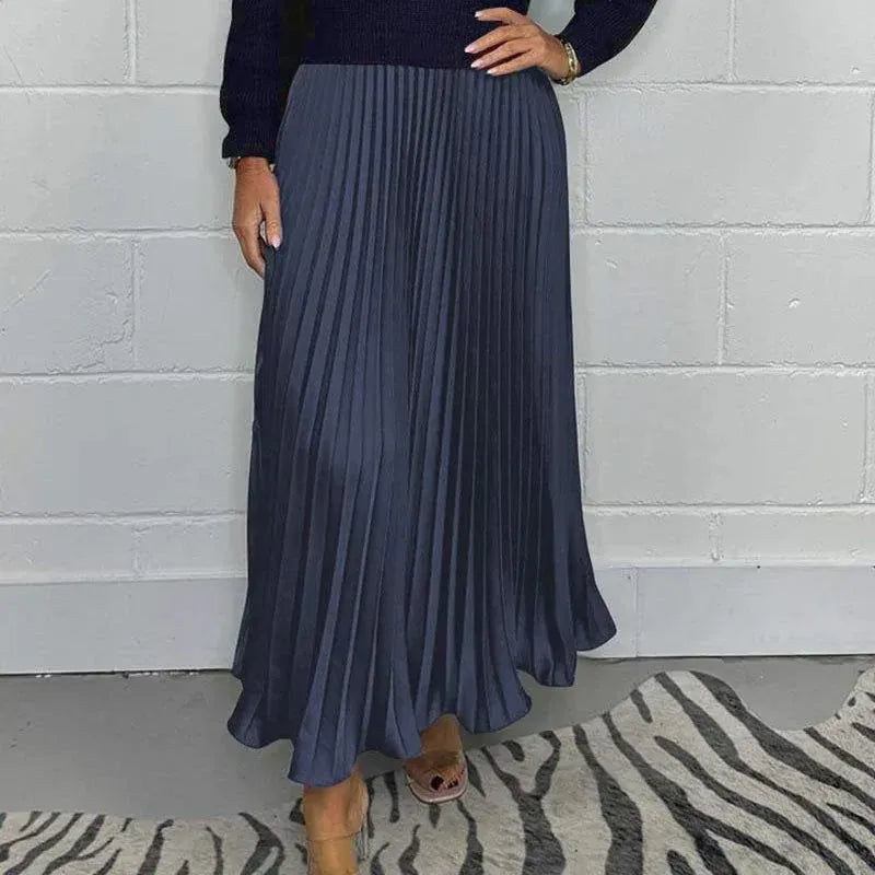 Claudia Maxi dress with sweater and pleated skirt