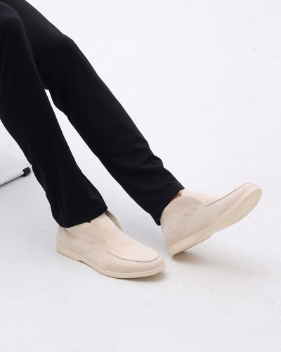 High suede loafers