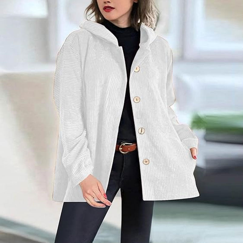 Elena Casual velvet hooded jacket for fall