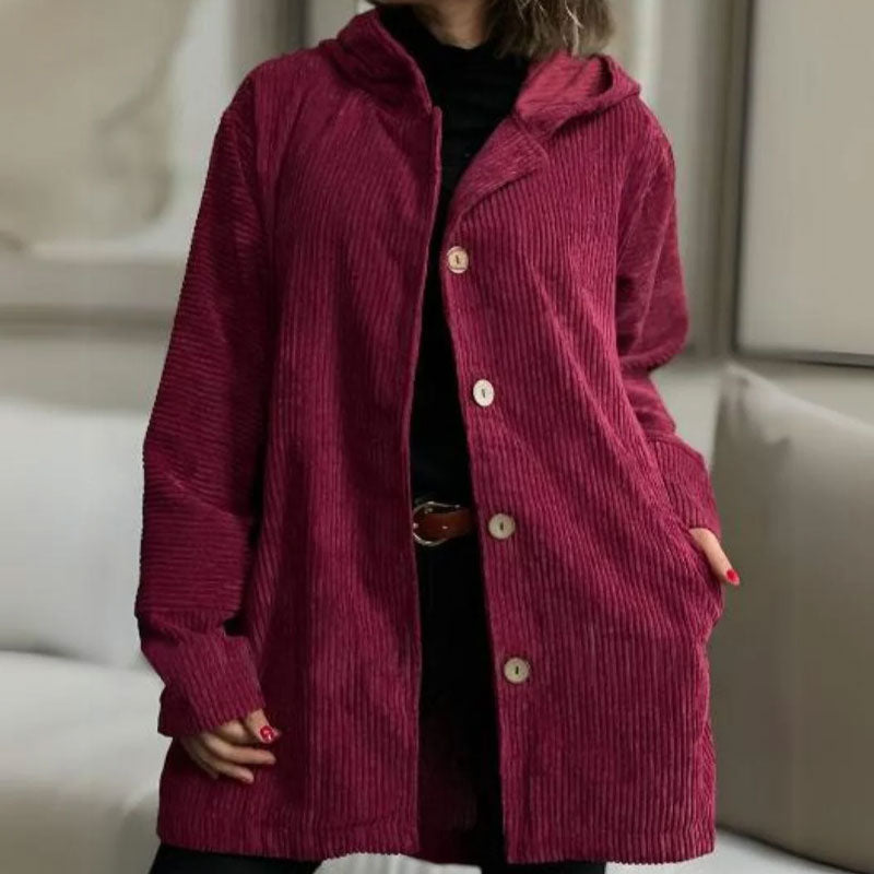 Elena Casual velvet hooded jacket for fall