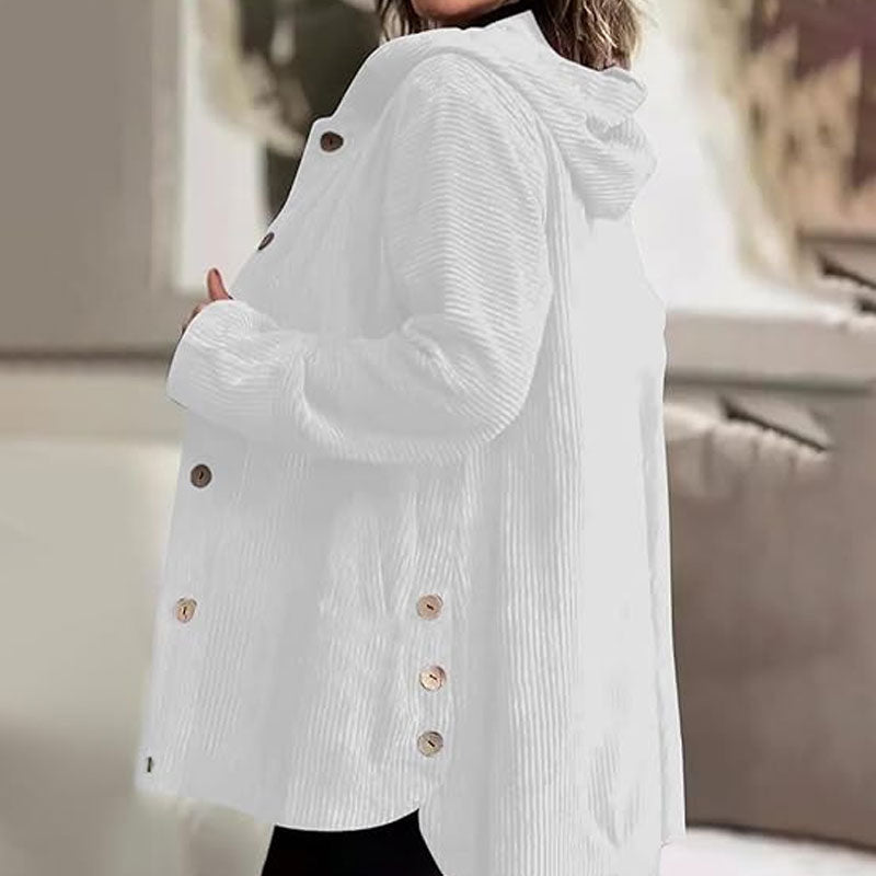 Elena Casual velvet hooded jacket for fall