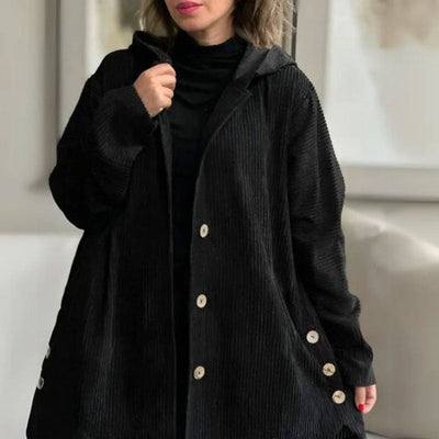 Elena Casual velvet hooded jacket for fall