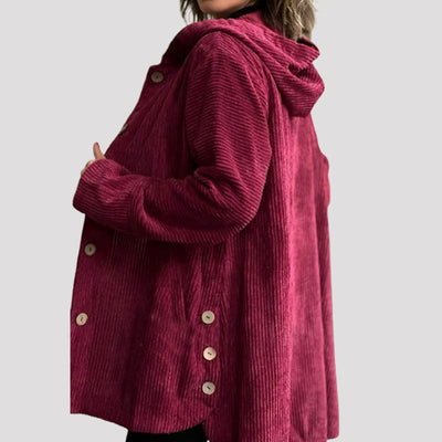 Elena Casual velvet hooded jacket for fall