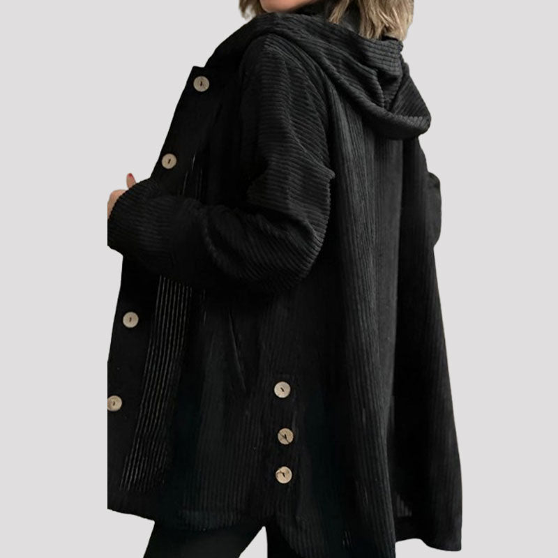 Elena Casual velvet hooded jacket for fall