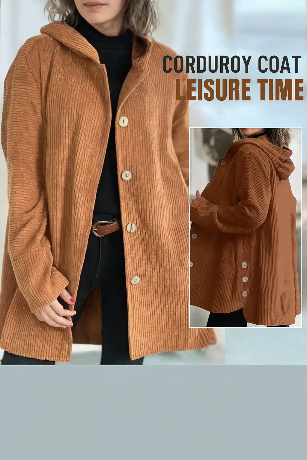 Elena Casual velvet hooded jacket for fall