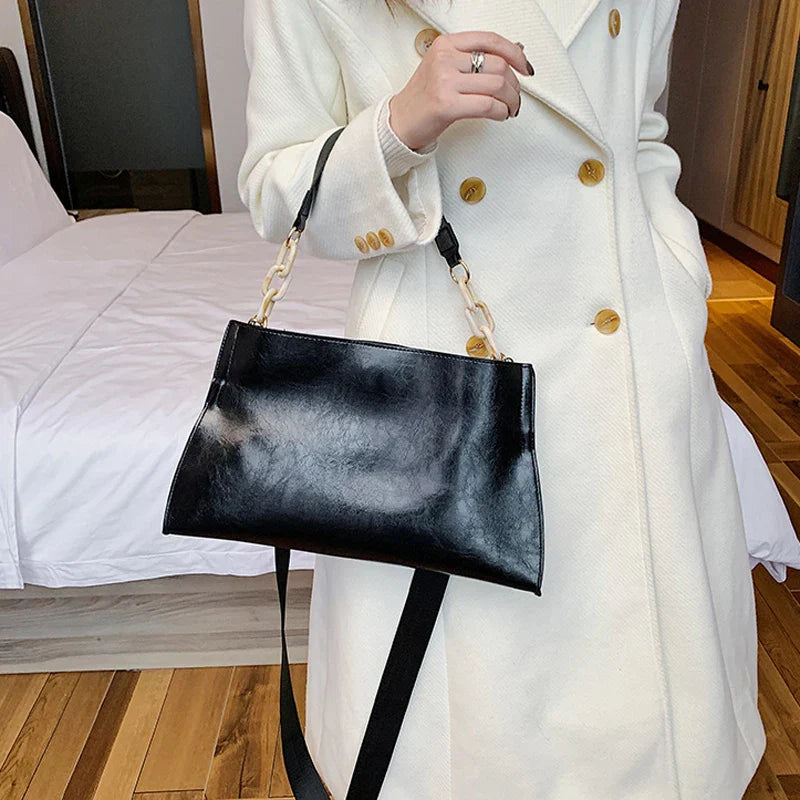 Elegant Soft Leather Shoulder Bag - Large Capacity Fashion Handbag
