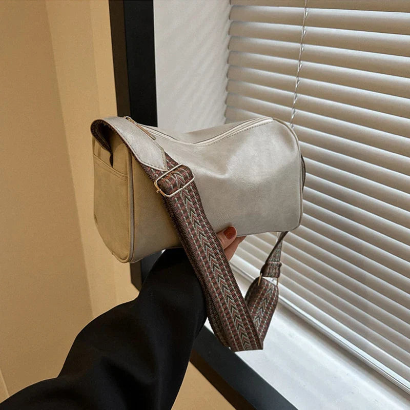 Chic vintage PU leather Boston handbag - fashionable crossbody