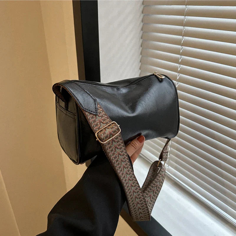 Chic vintage PU leather Boston handbag - fashionable crossbody