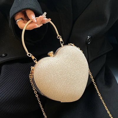 Shiny Heart-Shaped Metal Handbag