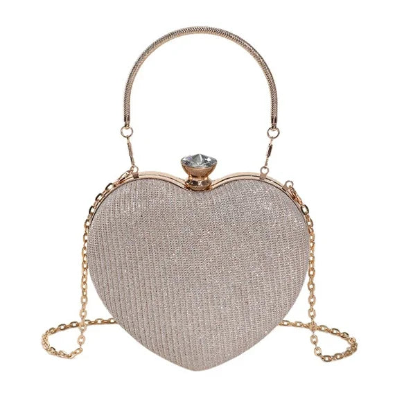 Shiny Heart-Shaped Metal Handbag