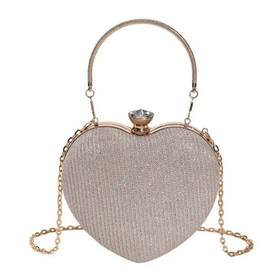 Shiny Heart-Shaped Metal Handbag