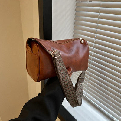 Chic vintage PU leather Boston handbag - fashionable crossbody