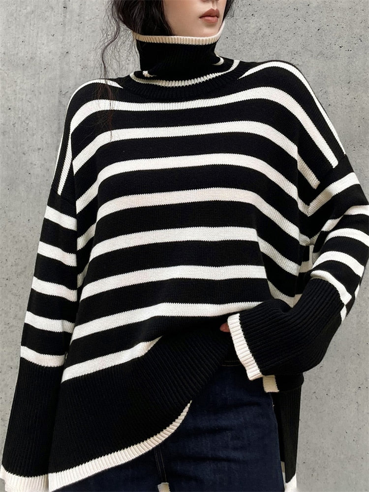 Sandra Women's Striped Turtleneck Sweater