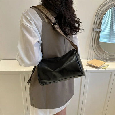 Chic vintage PU leather Boston handbag - fashionable crossbody