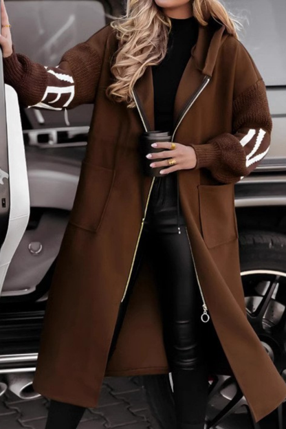 Peggy  Knit-Sleeve Hooded Jacket