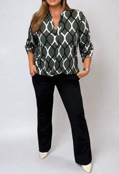 Elvira | Long-Sleeve Printed Blouse